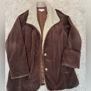 Vintage Coldwater Creek Brown Corduroy Jacket with Fleece in Size XL